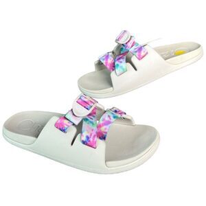 Chaco Chillos Sport Slides Girls 5 Youth Gray Tie Dye Adjustable Sandals Beach
